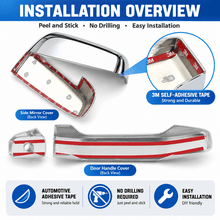 NINTE Side Mirror Cover and Door Handle Cover Kit Fit for 2019-2026 Chevy Silverado GMC Sierra 1500 Chrome ABS Plastic Tape on Overlay - NINTE