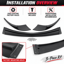 NINTE Front Bumper Lip Splitter Kit Fit for Chevrolet Corvette C6 Base 2006-2013 Matte Black Textured ABS 3-Piece ZR1 Style - NINTE