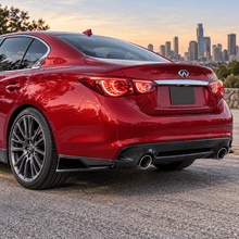 NINTE Rear Bumper Apron Splitter Kit Fit for Infiniti Q50 Sedan 2018-2024 Carbon Fiber Look Painted ABS 2-Piece - NINTE