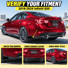 NINTE Rear Bumper Apron Splitter Kit Fit for Infiniti Q50 Sedan 2018-2024 Carbon Fiber Look Painted ABS 2-Piece - NINTE