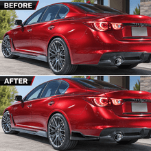NINTE Rear Bumper Apron Splitter Kit Fit for Infiniti Q50 Sedan 2018-2024 Carbon Fiber Look Painted ABS 2-Piece - NINTE