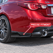 NINTE Rear Bumper Apron Splitter Kit Fit for Infiniti Q50 Sedan 2018-2024 Carbon Fiber Look Painted ABS 2-Piece - NINTE