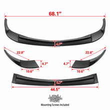 NINTE Front Bumper Lip Splitter Kit Fit for Chevrolet Corvette C6 Base 2006-2013 Matte Black Textured ABS 3-Piece ZR1 Style - NINTE