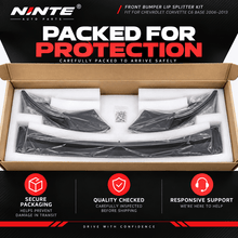 NINTE Front Bumper Lip Splitter Kit Fit for Chevrolet Corvette C6 Base 2006-2013 Matte Black Textured ABS 3-Piece ZR1 Style - NINTE