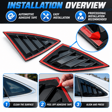 NINTE Rear Side Window Louvers Kit Fit for Chevy Malibu LS/LT/RS Sedan 4-Door 2016-2024 ABS Gloss Black 2-Piece - NINTE
