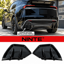 Load image into Gallery viewer, NINTE Rear Bumper Diffuser Lip Splitter Kit Fit for Tesla Model Y Juniper 2025-2026 Gloss Black ABS 2-Piece Shark Fin Sport Style - NINTE