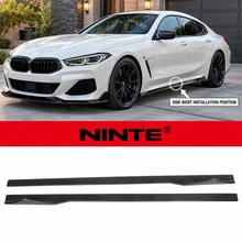 Load image into Gallery viewer, NINTE Side Rocker Panel Lip Kit Fit for 2019-2024 BMW 8 Series G16 Gran Coupe M850i 840i Painted Carbon Fiber Look 2-Piece AC Style