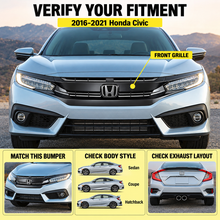 NINTE Front Grille Fit for Honda Civic 2016-2021 Select Models Gloss Black ABS Plastic OE Style Direct Replacement