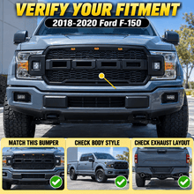 NINTE Front Mesh Bumper Grille Fit for Ford F-150 2018-2020 Matte Black ABS with 2 Side Lights and 3 Amber LED Accent Lights by NINTE - NINTE