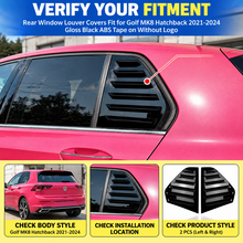NINTE Rear Window Louver Covers Fit for Golf MK8 Hatchback 2021-2024 Gloss Black ABS Tape on Without Logo