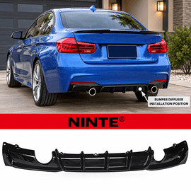 NINTE Rear Bumper Lip Diffuser Fit for BMW 3 Series F30 2012-2018 M Sport Painted Gloss Black Sport Style - NINTE