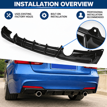 NINTE Rear Bumper Lip Diffuser Fit for BMW 3 Series F30 2012-2018 M Sport Painted Gloss Black Sport Style - NINTE