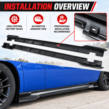 NINTE Side Rocker Panel Skirt Trim Kit Fit for Dodge Challenger SXT 2015-2023 Painted Carbon Fiber Look ABS Plastic Sport Style Without Logo - NINTE