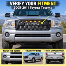 NINTE Front Bumper Upper Mesh Grille Fit for 2005-2011 Toyota Tacoma Painted Matte Black ABS with 4 Amber LED Lights