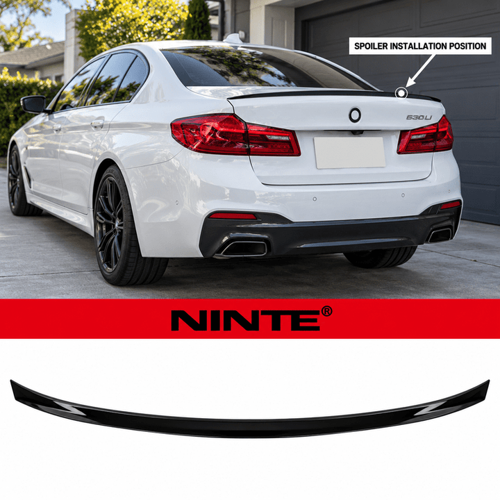 NINTE Rear Trunk Spoiler Wing Fit for BMW G30 5 Series 4 Door Sedan 2017-2023 and F90 M5 2018-2023 Painted Gloss Black One Piece MP Sport Style Without Logo - NINTE