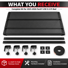 NINTE Black Soft Tri-Fold Tonneau Cover Fit for 2015-2026 Ford F-150 5.5-Ft Bed - NINTE
