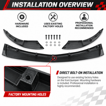 NINTE Front Bumper Lip Splitter Kit Fit for Chevrolet Corvette C6 Base 2005-2013 Painted Gloss Black ABS 3-Piece Sport Style Without Logo - NINTE