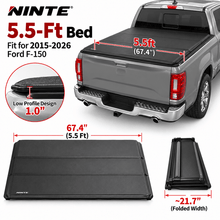 NINTE Black Soft Tri-Fold Tonneau Cover Fit for 2015-2026 Ford F-150 5.5-Ft Bed - NINTE