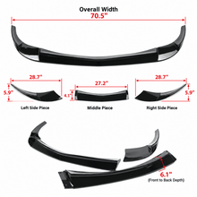 NINTE Front Bumper Lip Splitter Kit Fit for Chevrolet Corvette C6 Base 2005-2013 Painted Gloss Black ABS 3-Piece Sport Style Without Logo - NINTE