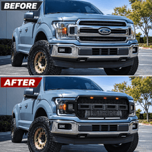NINTE Front Mesh Bumper Grille Fit for Ford F-150 2018-2020 Matte Black ABS with 2 Side Lights and 3 Amber LED Accent Lights by NINTE - NINTE