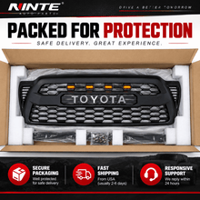 NINTE Front Bumper Upper Mesh Grille Fit for 2005-2011 Toyota Tacoma Painted Matte Black ABS with 4 Amber LED Lights