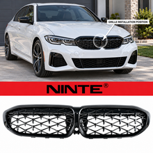 Load image into Gallery viewer, NINTE Front Kidney Diamond Grille Fit for BMW G20 330i M340i 2019-2022 Gloss Black ABS Plastic Direct Replacement