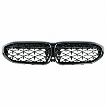 NINTE Front Kidney Diamond Grille Fit for BMW G20 330i M340i 2019-2022 Gloss Black ABS Plastic Direct Replacement