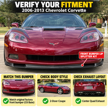 NINTE Front Bumper Lip Splitter Kit Fit for Chevrolet Corvette C6 Base 2006-2013 Painted ABS Carbon Fiber Look Without Logo - NINTE