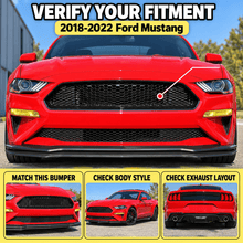 NINTE Front Upper and Lower Grille Kit Fit for 2018-2022 Ford Mustang Painted Black Honeycomb ABS Plastic - NINTE