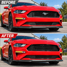 NINTE Front Upper and Lower Grille Kit Fit for 2018-2022 Ford Mustang Painted Black Honeycomb ABS Plastic - NINTE