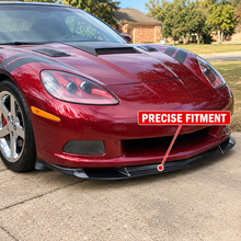 NINTE Front Bumper Lip Splitter Kit Fit for Chevrolet Corvette C6 Base 2006-2013 Painted ABS Carbon Fiber Look Without Logo - NINTE