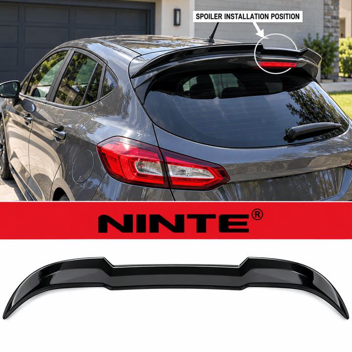 NINTE Rear Spoiler Extension Lip Wing Fit for Ford Fiesta MK8 MK8.5 ST ST-Line 2018-2023 Gloss Black One Piece Sport Style Without Logo