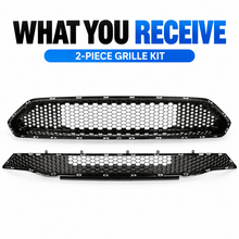NINTE Front Upper and Lower Grille Kit Fit for 2018-2022 Ford Mustang Painted Black Honeycomb ABS Plastic - NINTE
