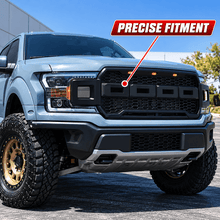 NINTE Front Mesh Bumper Grille Fit for Ford F-150 2018-2020 Matte Black ABS with 2 Side Lights and 3 Amber LED Accent Lights by NINTE - NINTE