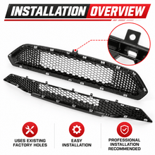 NINTE Front Upper and Lower Grille Kit Fit for 2018-2022 Ford Mustang Painted Black Honeycomb ABS Plastic - NINTE