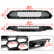 NINTE Front Upper and Lower Grille Kit Fit for 2018-2022 Ford Mustang Painted Black Honeycomb ABS Plastic - NINTE