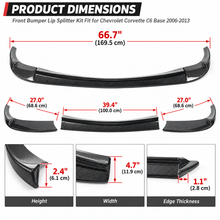 NINTE Front Bumper Lip Splitter Kit Fit for Chevrolet Corvette C6 Base 2006-2013 Painted ABS Carbon Fiber Look Without Logo - NINTE