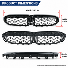 NINTE Front Kidney Diamond Grille Fit for BMW G20 330i M340i 2019-2022 Gloss Black ABS Plastic Direct Replacement