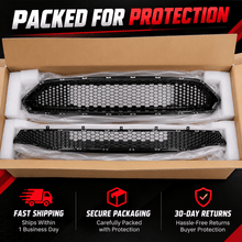NINTE Front Upper and Lower Grille Kit Fit for 2018-2022 Ford Mustang Painted Black Honeycomb ABS Plastic - NINTE