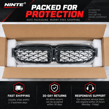 NINTE Front Kidney Diamond Grille Fit for BMW G20 330i M340i 2019-2022 Gloss Black ABS Plastic Direct Replacement