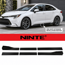 NINTE Left and Right Side Skirt Extension Splitter Kit Fit for Toyota Corolla 4DR Sedan 2020-2024 Gloss Black 6-Piece - NINTE