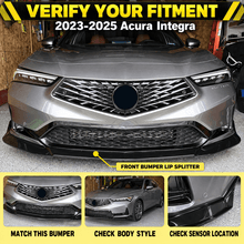 NINTE Front Bumper Lip Splitter Kit Fit for Acura Integra 2023-2025 Painted Gloss Black ABS 3-Piece Sport Style Without Logo - NINTE