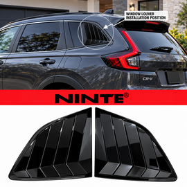 NINTE Rear Window Louvers Fit for Honda CR-V 2023-2026 Gloss Black ABS 2-Piece Body Kit