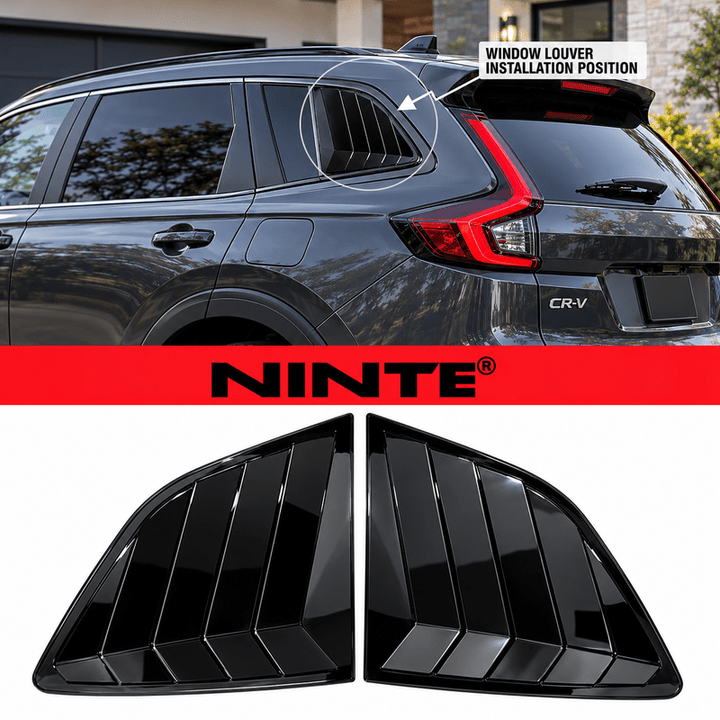 NINTE Rear Window Louvers Fit for Honda CR-V 2023-2026 Gloss Black ABS 2-Piece Body Kit - NINTE