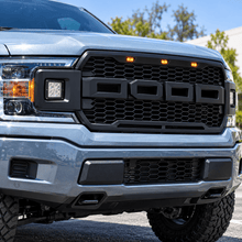 NINTE Front Mesh Bumper Grille Fit for Ford F-150 2018-2020 Matte Black ABS with 2 Side Lights and 3 Amber LED Accent Lights by NINTE - NINTE