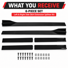 NINTE Left and Right Side Skirt Extension Splitter Kit Fit for Toyota Corolla 4DR Sedan 2020-2024 Gloss Black 6-Piece