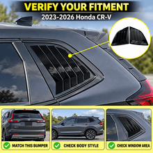 NINTE Rear Window Louvers Fit for Honda CR-V 2023-2026 Gloss Black ABS 2-Piece Body Kit - NINTE