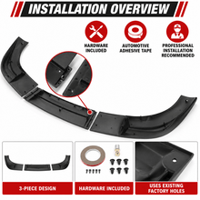 NINTE Front Bumper Lip Splitter Fit for Chevrolet Corvette C6 Base 2005-2013 Painted Black ABS Plastic 3-Piece ZR1 Style - NINTE