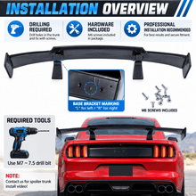 NINTE Rear Spoiler Wing Fit for Ford Mustang GT350 GT500 Painted Carbon Fiber Look ABS Plastic GT Style 58 Inch - NINTE