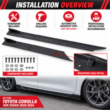 NINTE Left and Right Side Skirt Extension Splitter Kit Fit for Toyota Corolla 4DR Sedan 2020-2024 Gloss Black 6-Piece